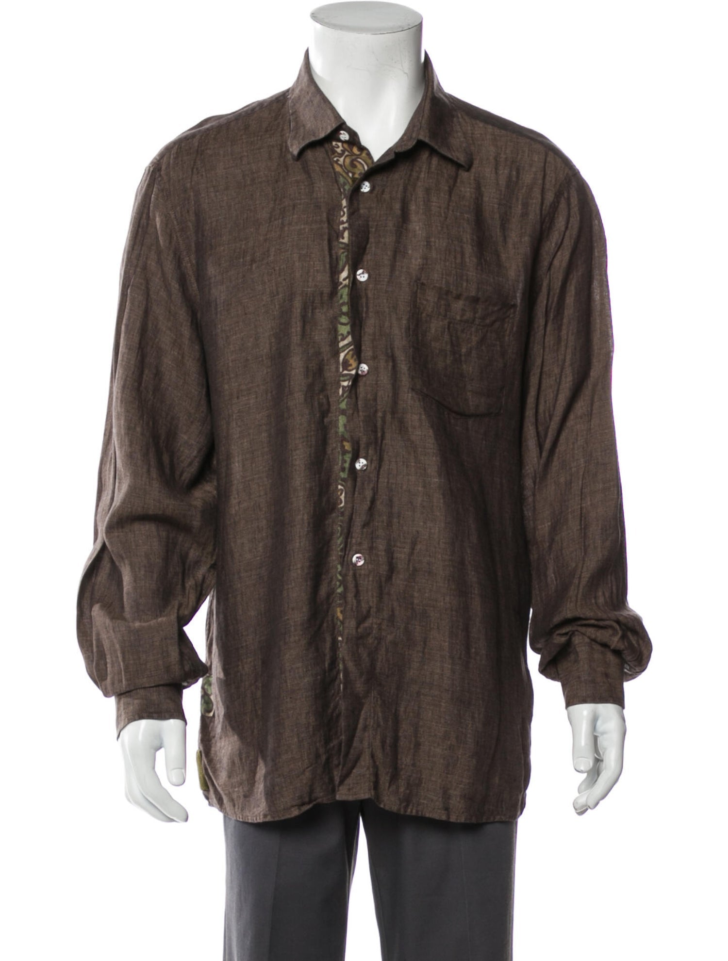 The RealReal,Luciano Barbera, Luciano Barbera Brown Button Up, Brown, Large-46-TagL