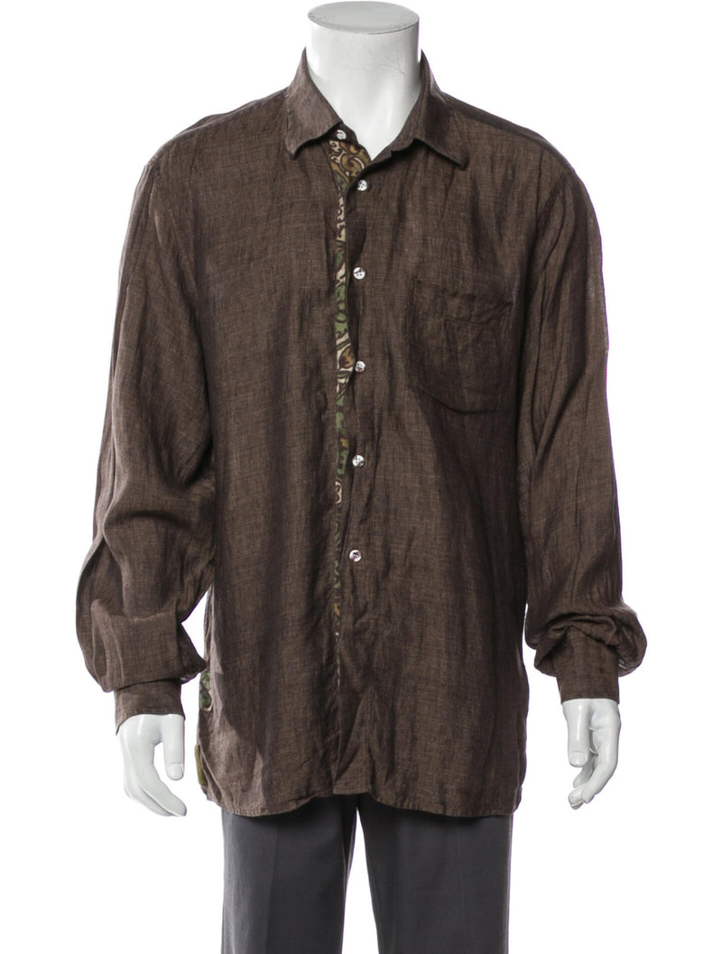 Luciano Barbera Brown Button Up