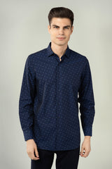 Luchiano Visconti Navy Geo Print Shirt