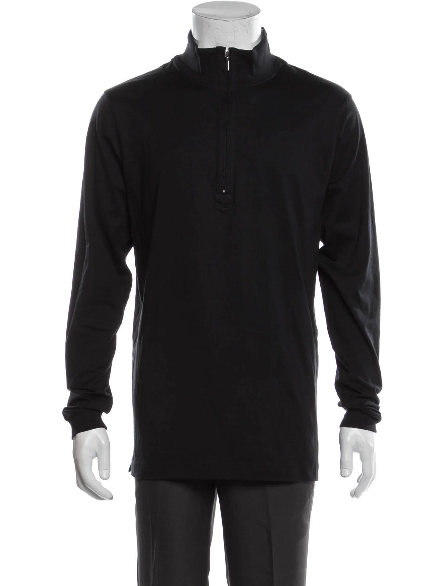 The RealReal,Left Coast Tee, Left Coast Tee Black Mock Neck Knit Quarter Zip Pullover, Black, Medium-42-TagM