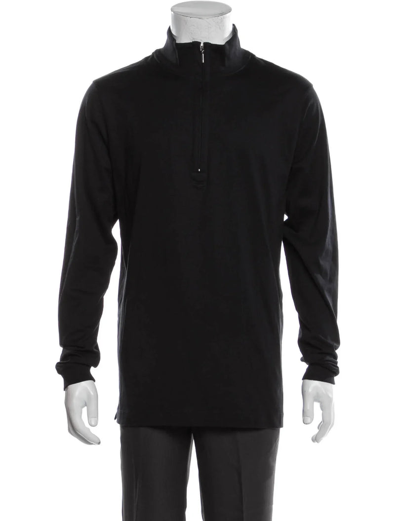 Left Coast Tee Black Mock Neck Knit Quarter Zip Pullover