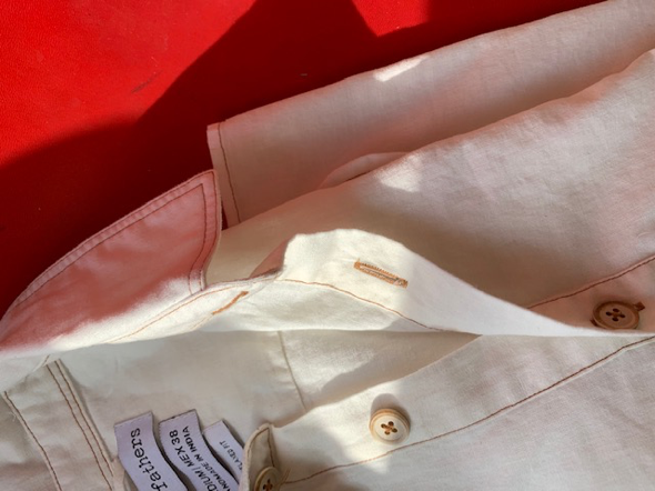 Brand Partner,Sons+Fathers, Sons + Fathers Beige Linen Blend Polo With Contrast Stitching, Cream, Medium-44-TagM