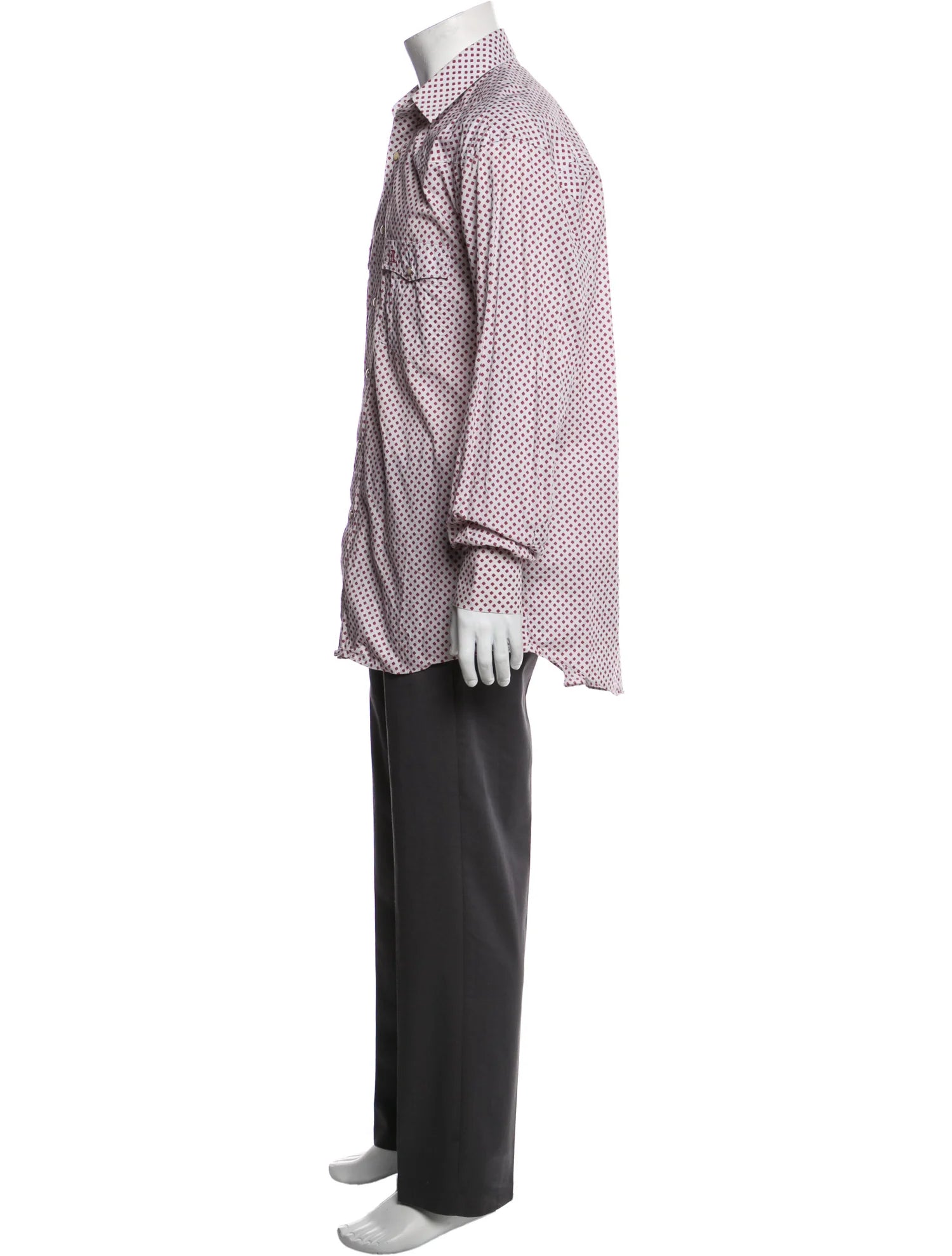 The RealReal,Lucchese, Lucchese White With Red Geometric Pattern Western Long Sleeve Button Up Shirt, White, Extra Large-48-TagL