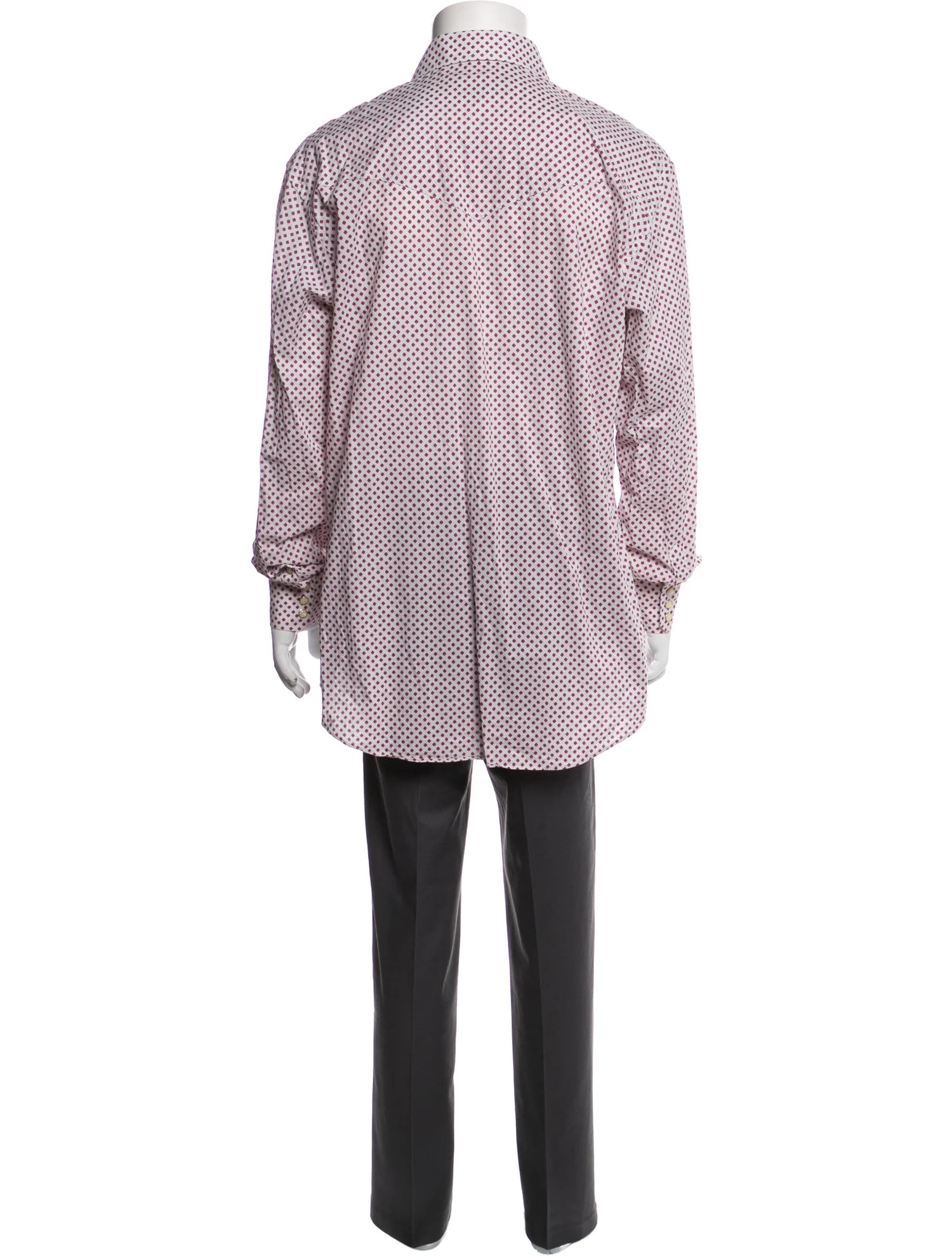 The RealReal,Lucchese, Lucchese White With Red Geometric Pattern Western Long Sleeve Button Up Shirt, White, Extra Large-48-TagL