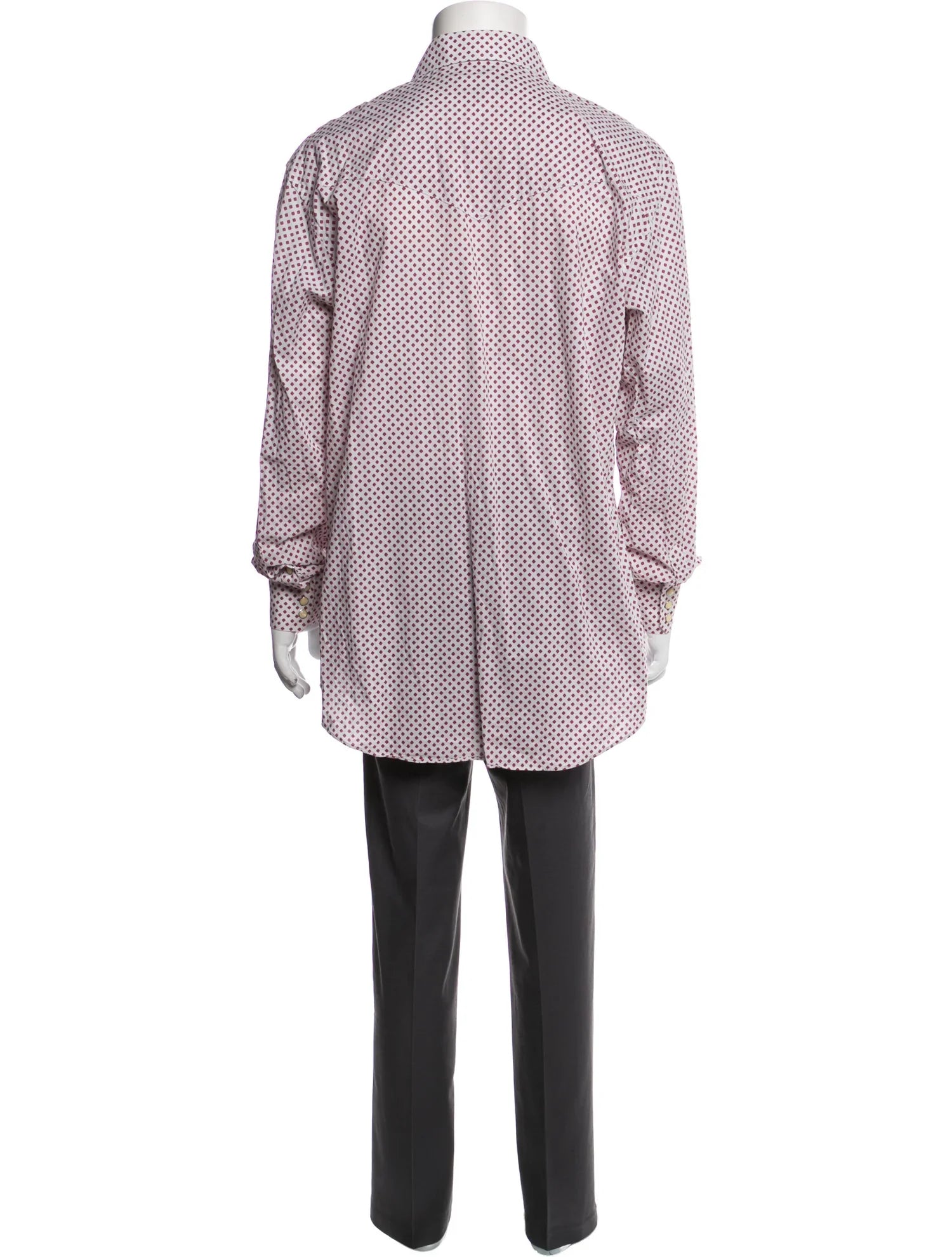 The RealReal,Lucchese, Lucchese White With Red Geometric Pattern Western Long Sleeve Button Up Shirt, White, Extra Large-48-TagL