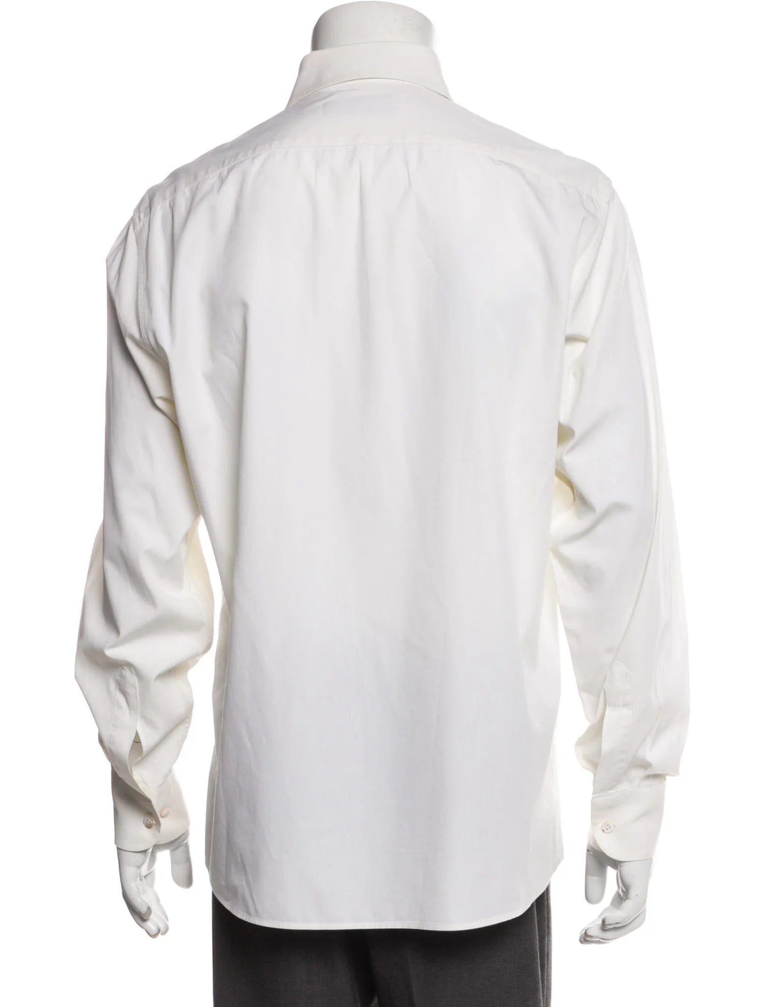 The RealReal,Luciano Barbera, Luciano Barbera Cream Button Up Shirt With Blue Striped Placket Detail, White, Large-45-TagL