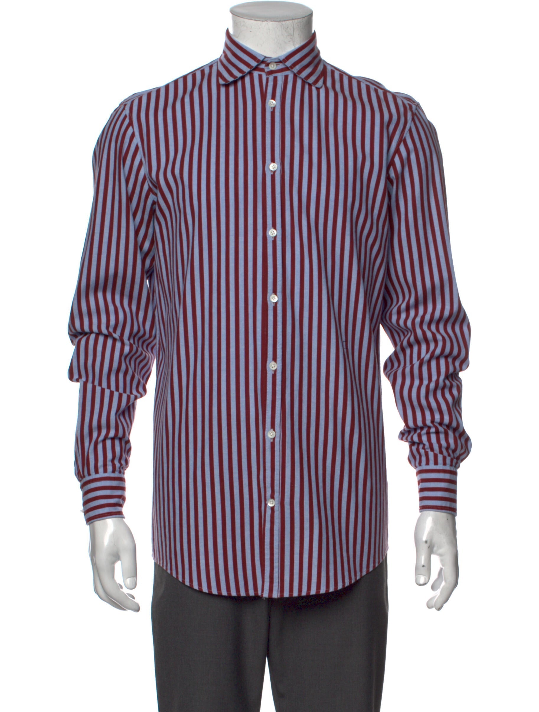 The RealReal,Massimo Alba, Massimo Alba Light Blue & Burgundy Striped Button Up Shirt, Blue, Small-41-TagS