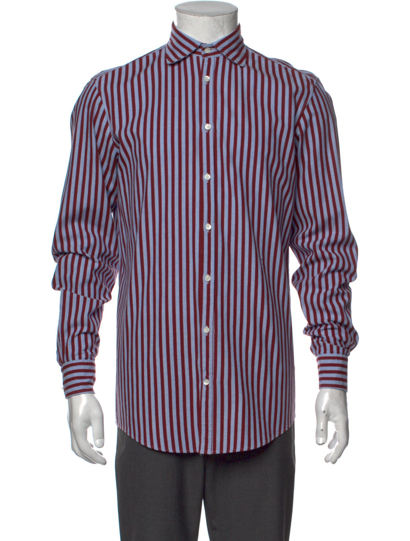 Massimo Alba Light Blue & Burgundy Striped Button Up Shirt