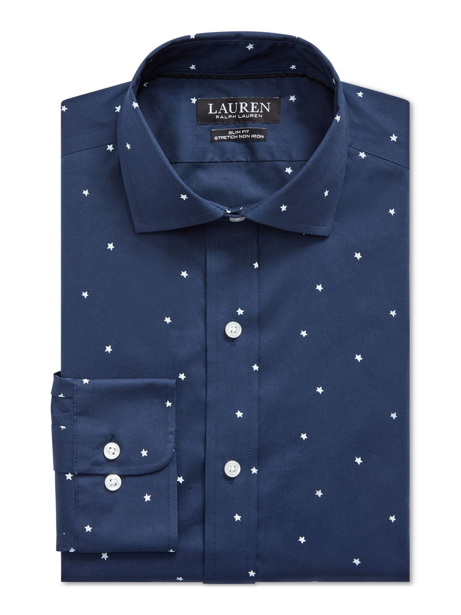 Bobbi + Bricka,Ralph Lauren, Ralph Lauren Navy Dot Star Print Button Up Shirt, Blue, Extra Large-53-TagXL