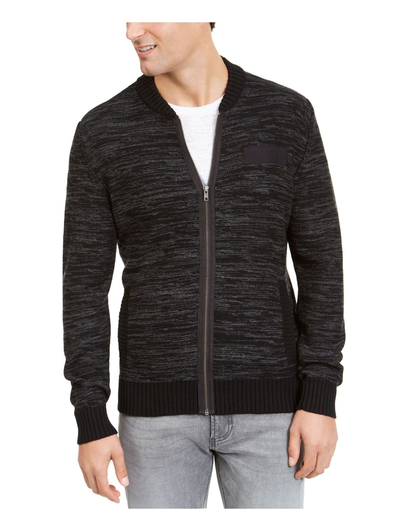 Bobbi + Bricka,American Rag, American Rag Charcoal Heather Full Zip Up Sweater Jacket, Black, Small-40-TagS
