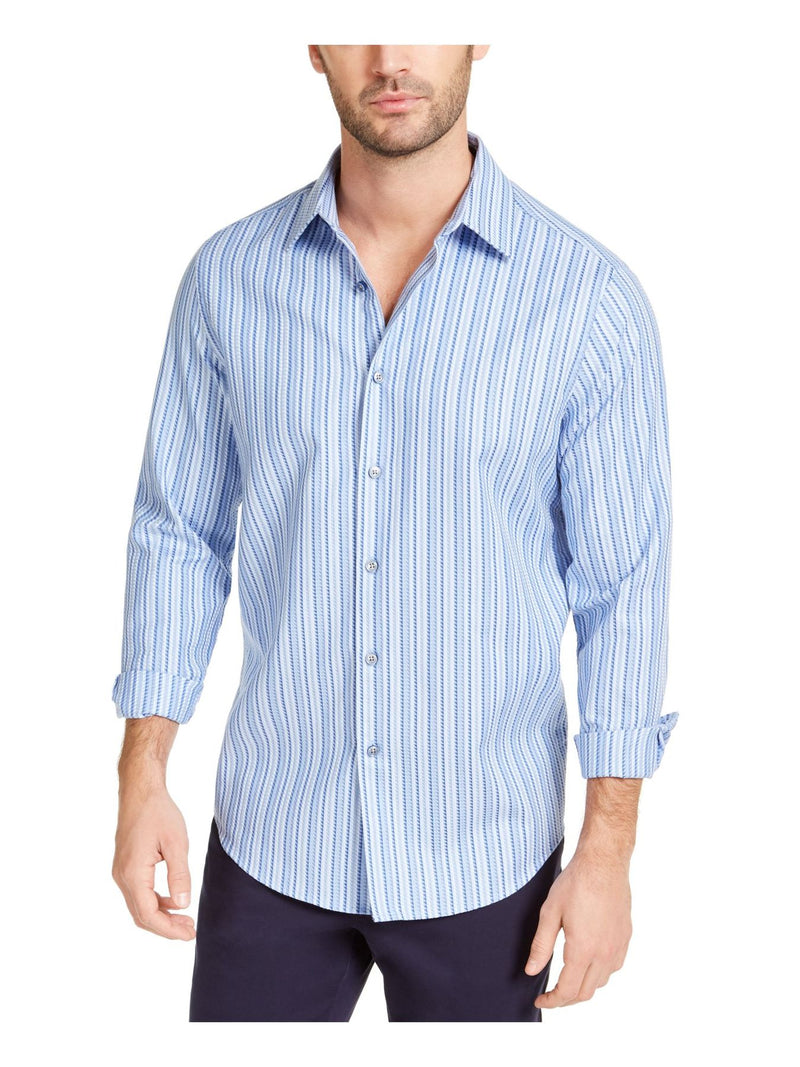 Tasso Elba Blue Geometric Button-up Shirt