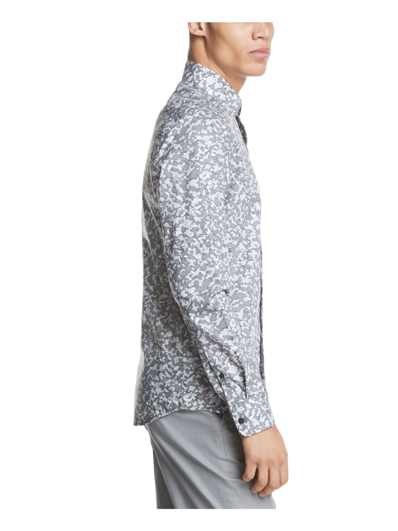 Bobbi+Bricka, DKNY White Geometric Button-up Shirt, Grey, Small-41-TagS