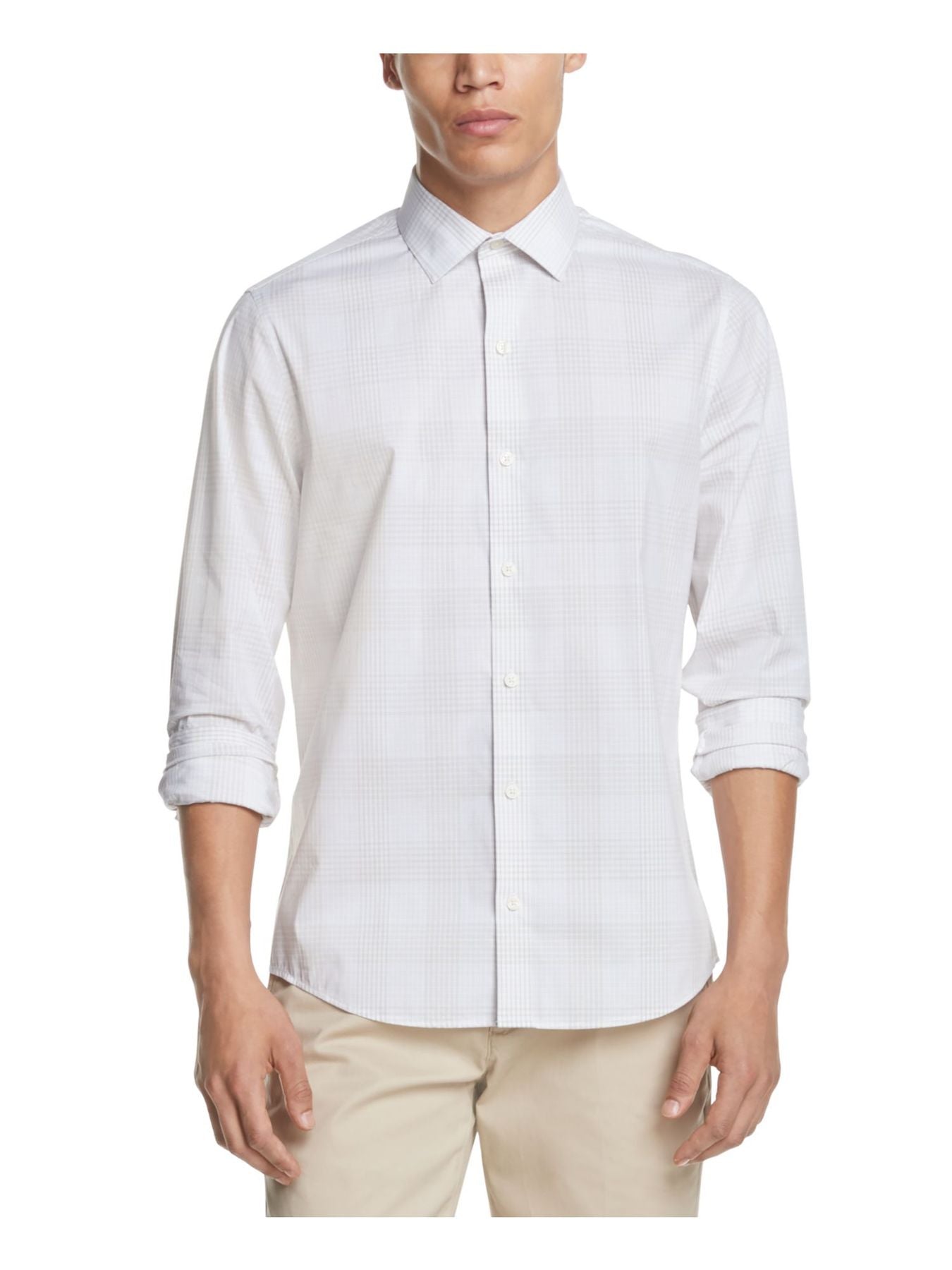 Bobbi + Bricka,DKNY, DKNY Mens Beige Multi-Check Button-up Shirt, Tan, Medium-44-TagM
