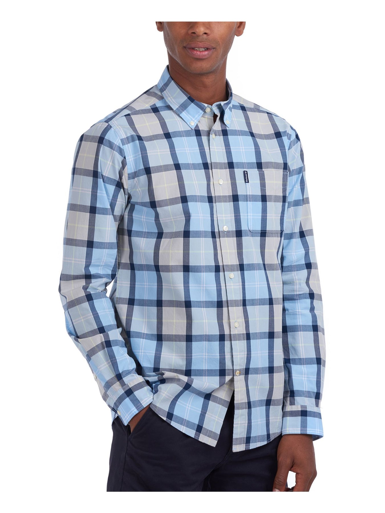 Bobbi + Bricka,Barbour, BARBOUR Blue Multi Plaid With Front Pocket Button-up Shirt, Blue, Medium-44-TagM