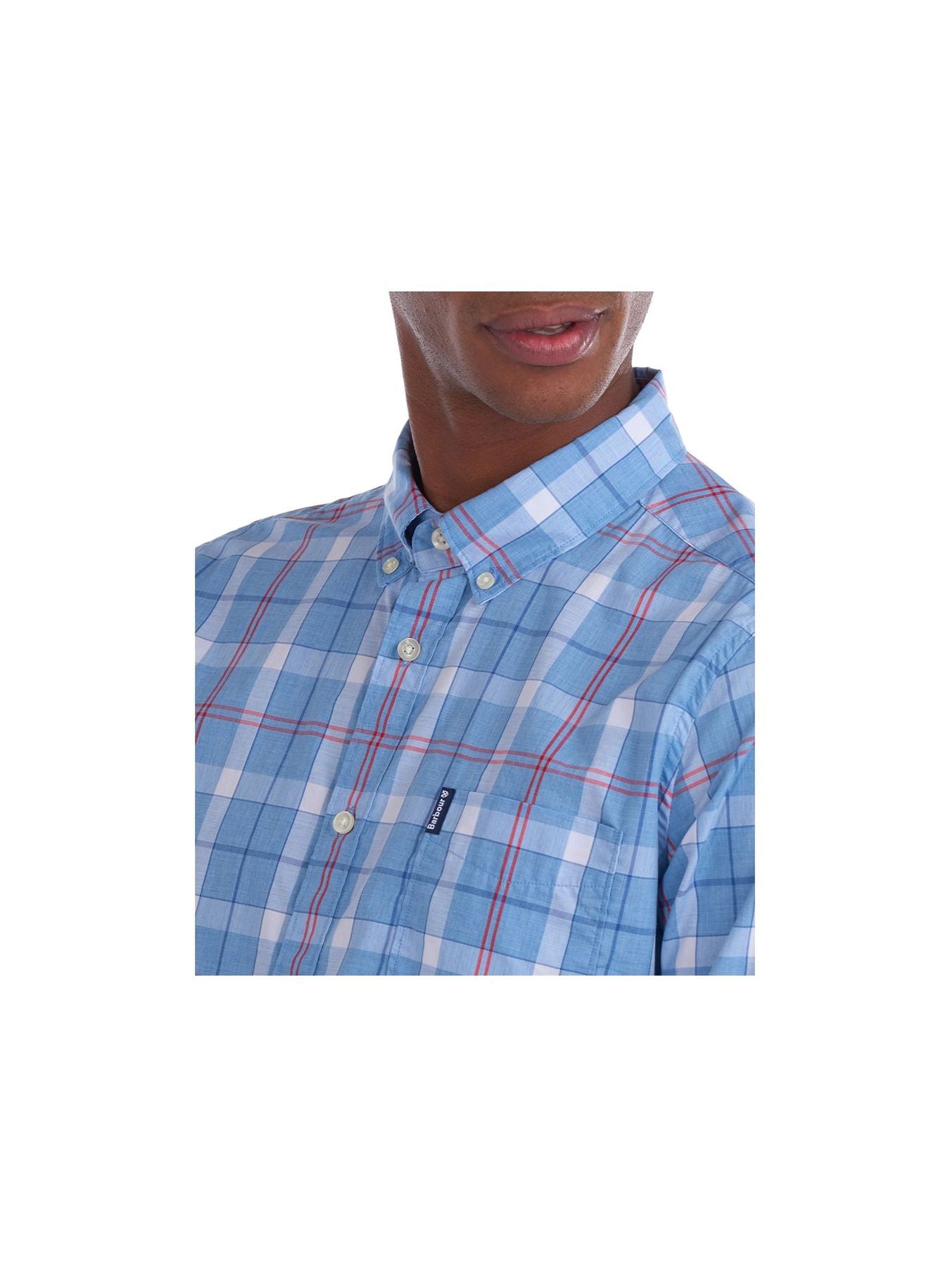 Bobbi+Bricka, BARBOUR Blue Plaid Button-up Shirt, Blue, Large-46-TagL