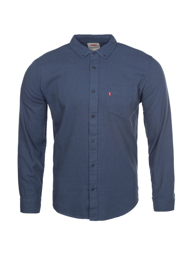 LEVI'S Blue Solid Button-up Shirt