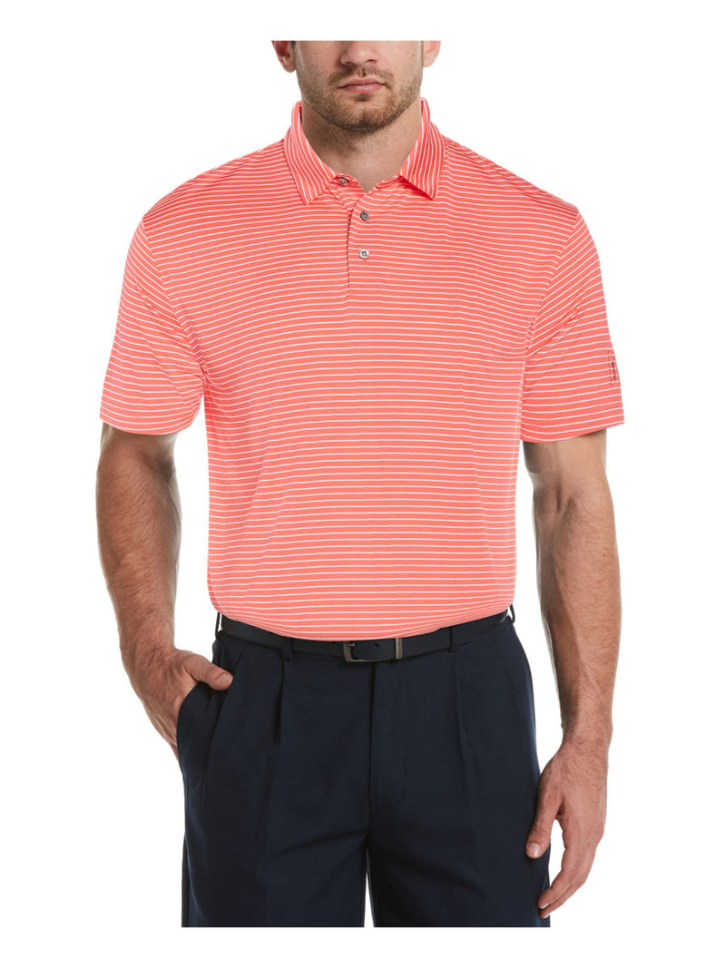 Hybrid Apparel Pink Stripe Short Sleeve Polo Shirt