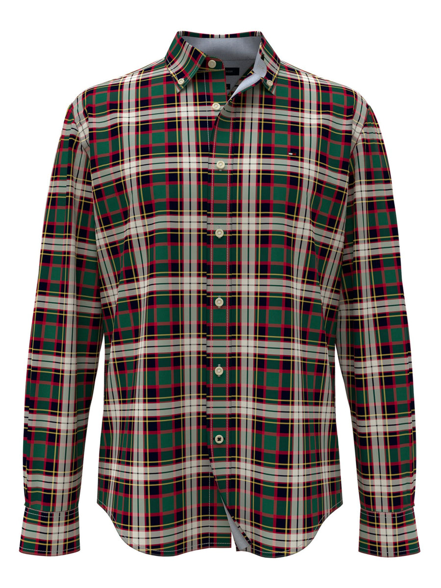 Bobbi + Bricka,Tommy Hilfiger, Tommy Hilfiger Green & Red Blue Plaid Button Up Shirt, Green, Medium-44-TagS