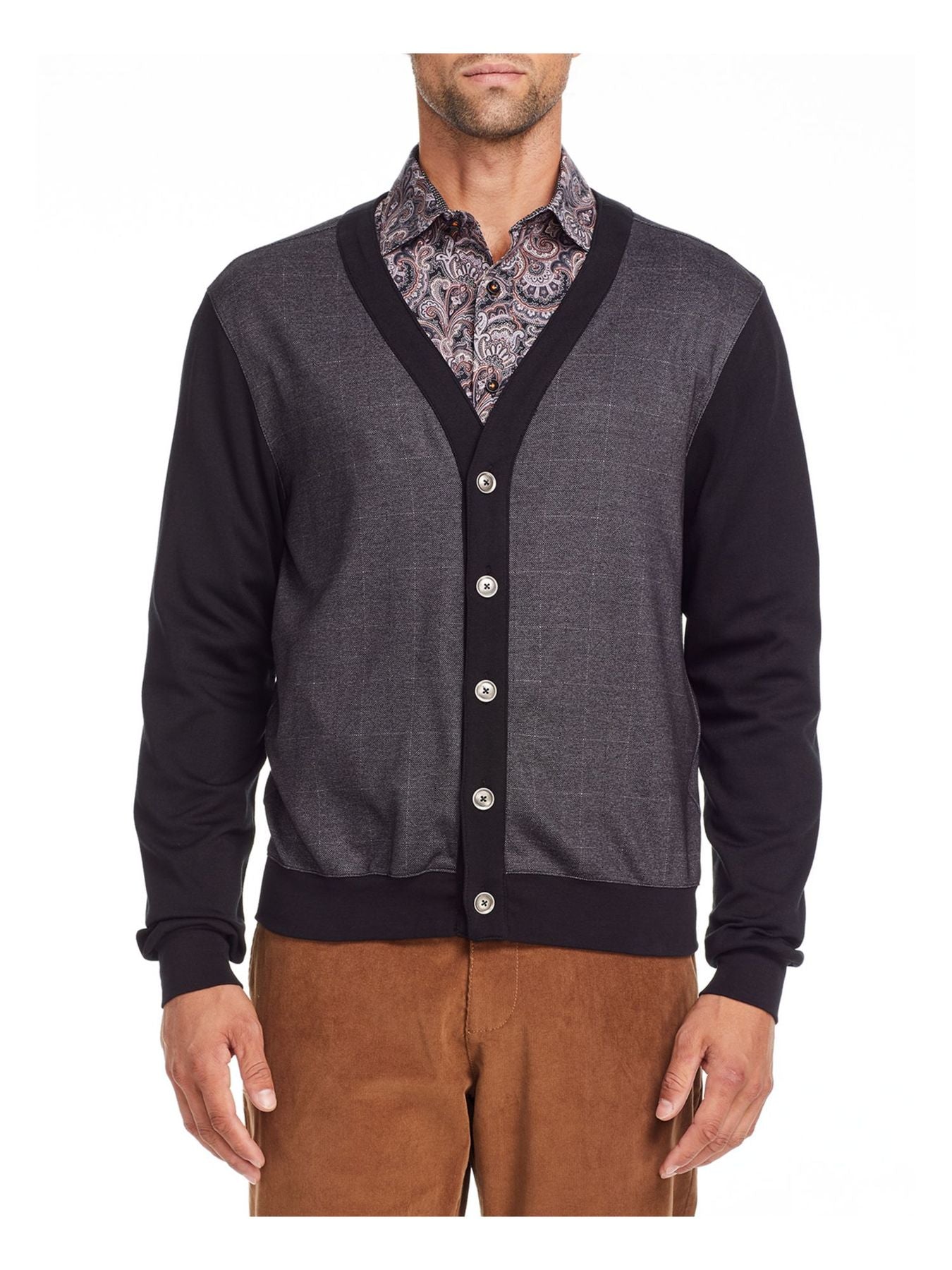 Bobbi + Bricka,Tallia, TALLIA Grey Colorblock Cardigan, Black, Medium-44-TagM