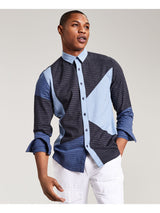 Sun + Stone Blue Multi Patch Button Up Shirt