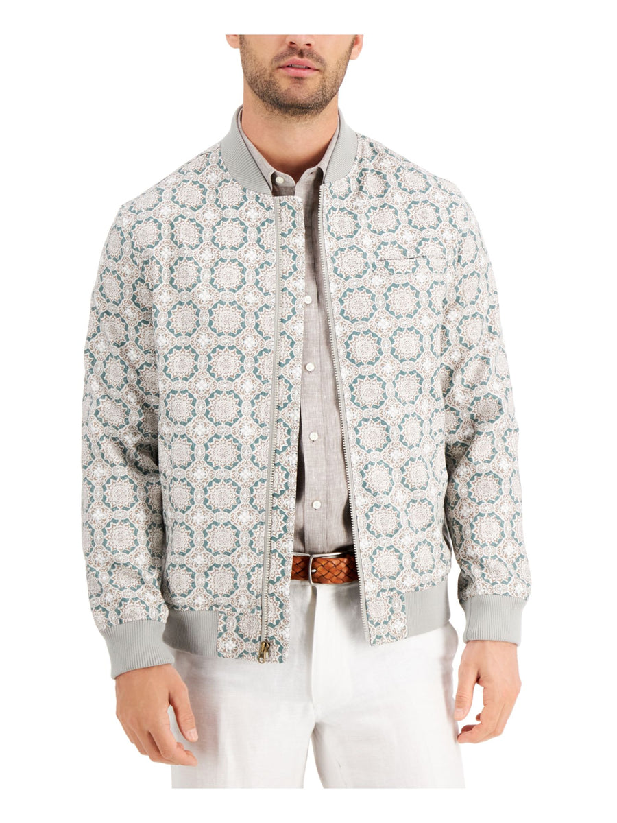 Bobbi + Bricka,Tasso Elba, Tasso Elba Light Green Paisley Printed Cotton Bomber Jacket, Green, Small-41-TagS
