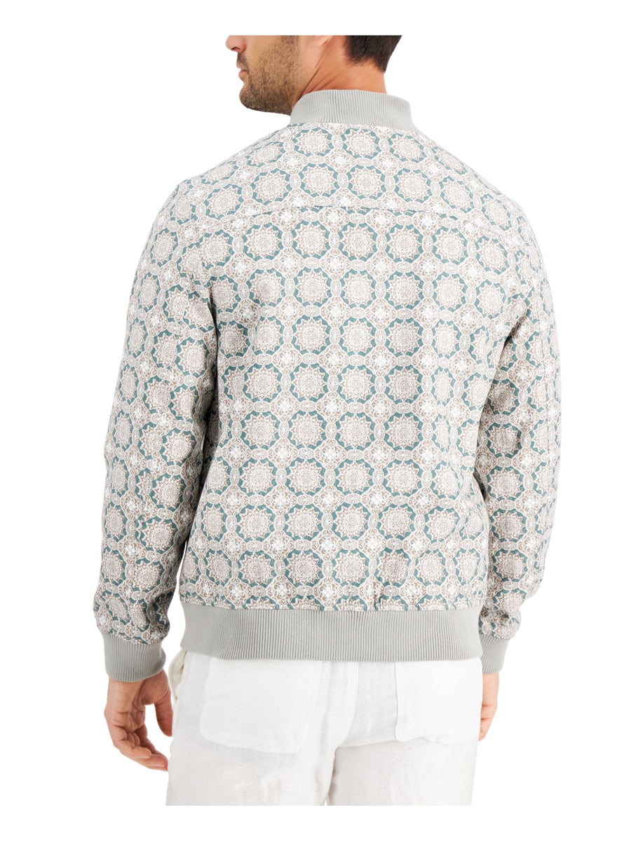 Bobbi + Bricka,Tasso Elba, Tasso Elba Light Green Paisley Printed Cotton Bomber Jacket, Green, Small-41-TagS