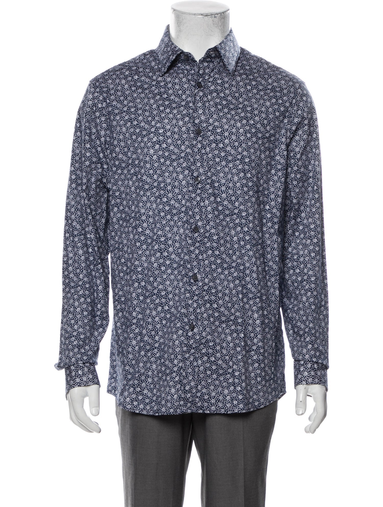 The RealReal,Michael Kors, Michael Kors Blue Floral Button Up Shirt, Blue, Medium-44-TagM