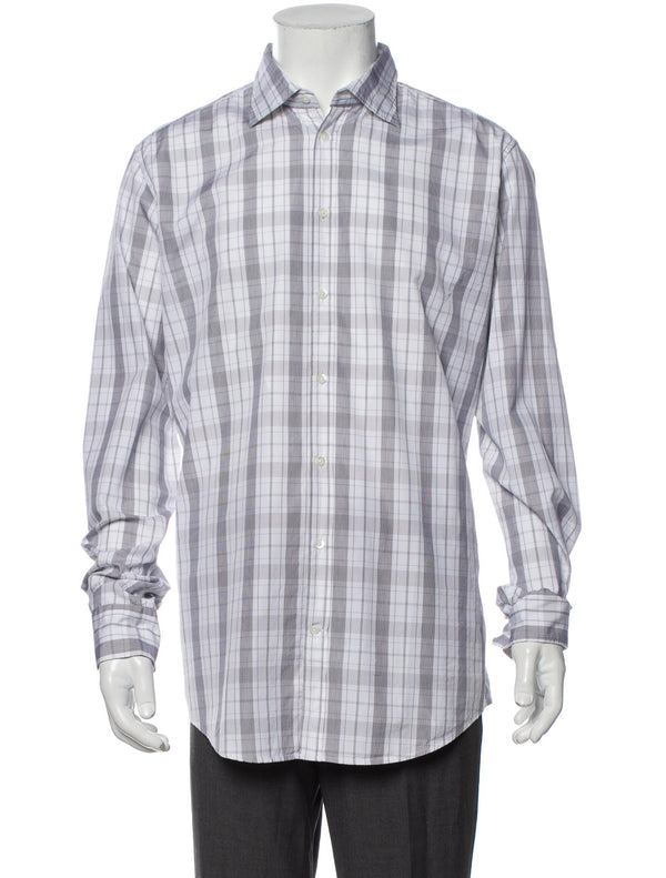 Massimo Alba Grey Plaid Button Up Shirt