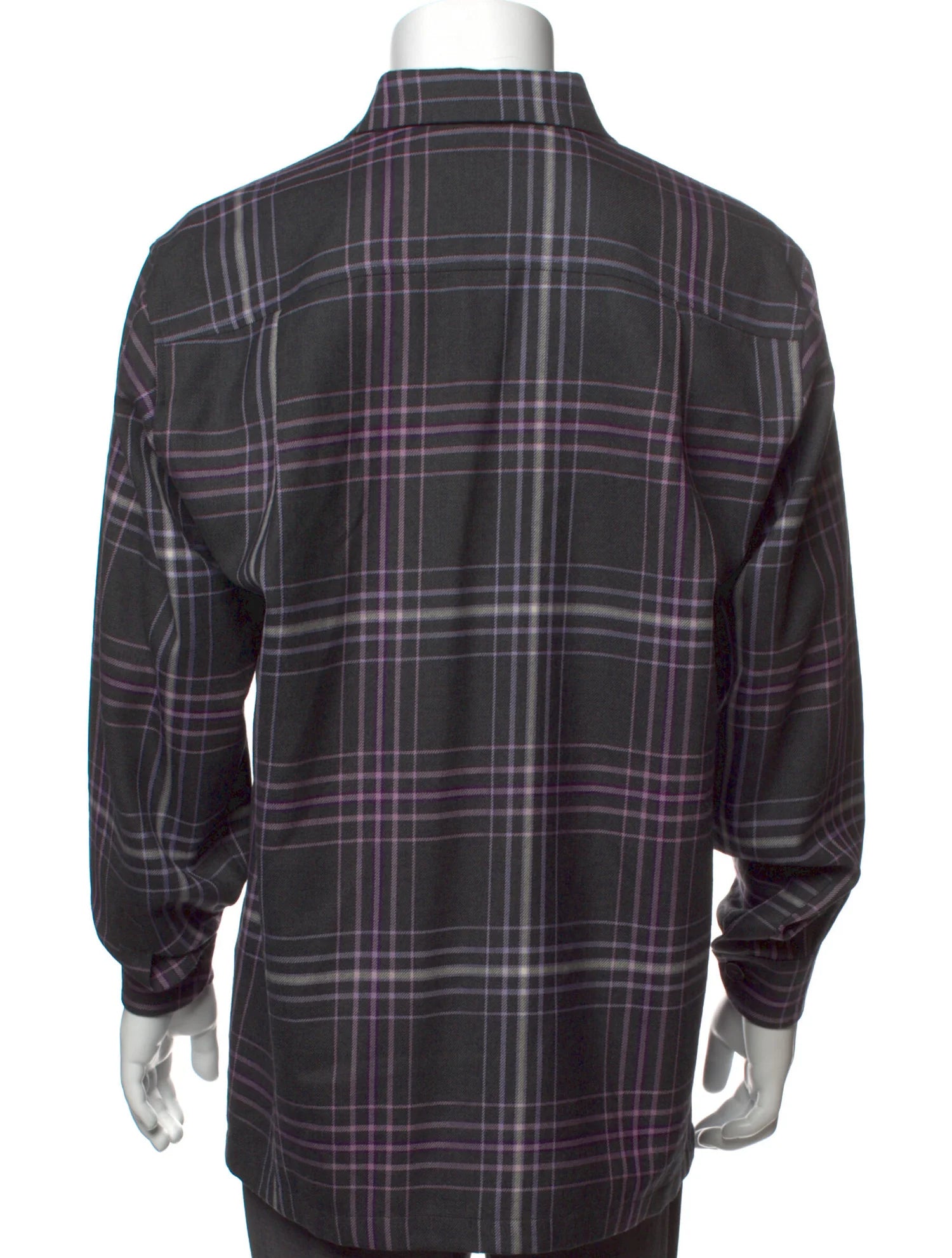 The RealReal,Maus & Hoffman, Maus & Hoffman Charcoal Grey/Light Purple Plaid 100% Wool Shacket, Purple, Large-45-TagL