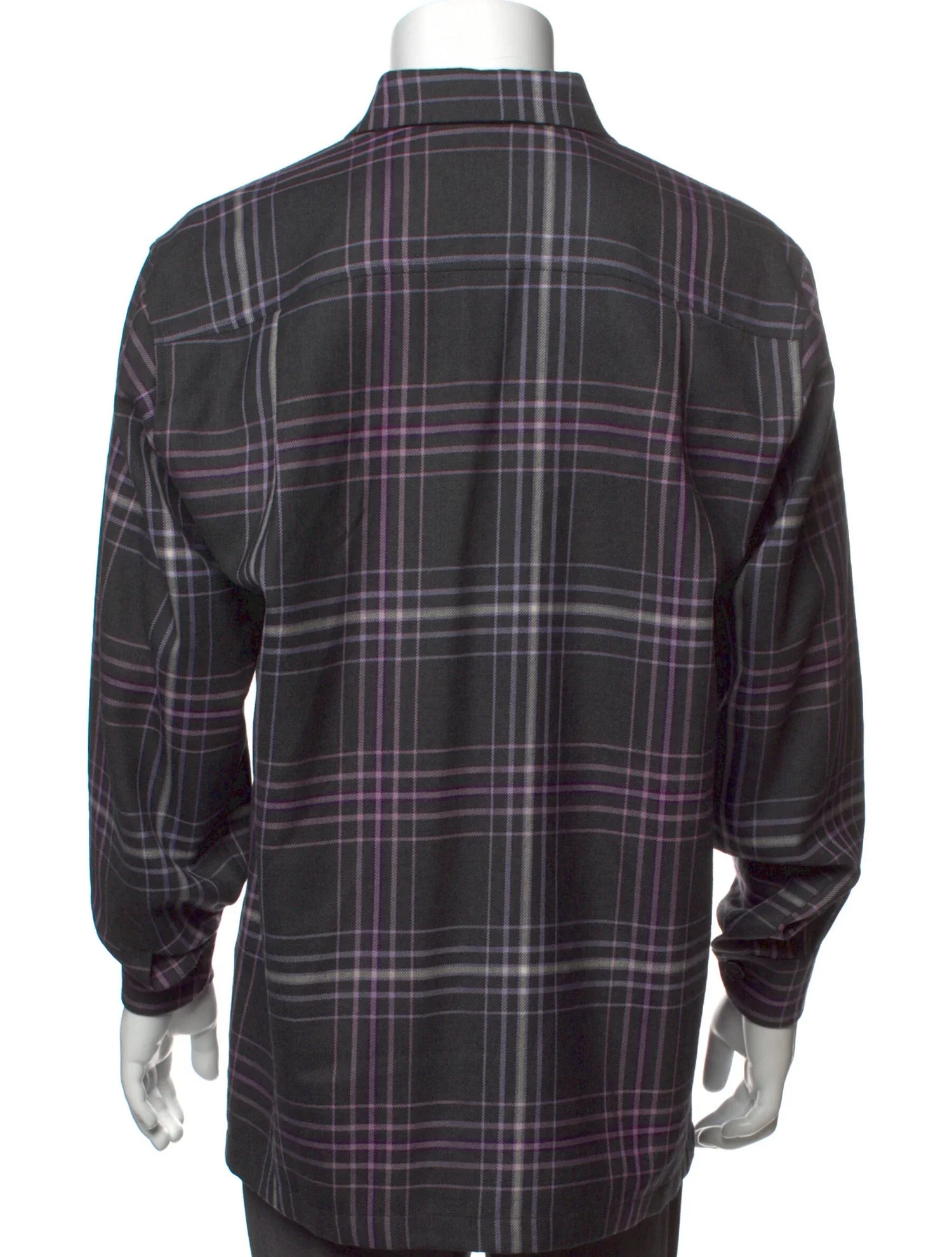The RealReal,Maus & Hoffman, Maus & Hoffman Charcoal Grey/Light Purple Plaid 100% Wool Shacket, Purple, Large-45-TagL