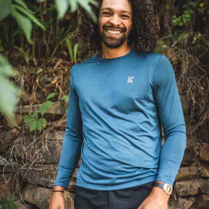 Brand Partner,Koup, Koup Teal Cinnamon-Infused Anti-Odor Longsleeve Performance Tee, Blue, Medium--