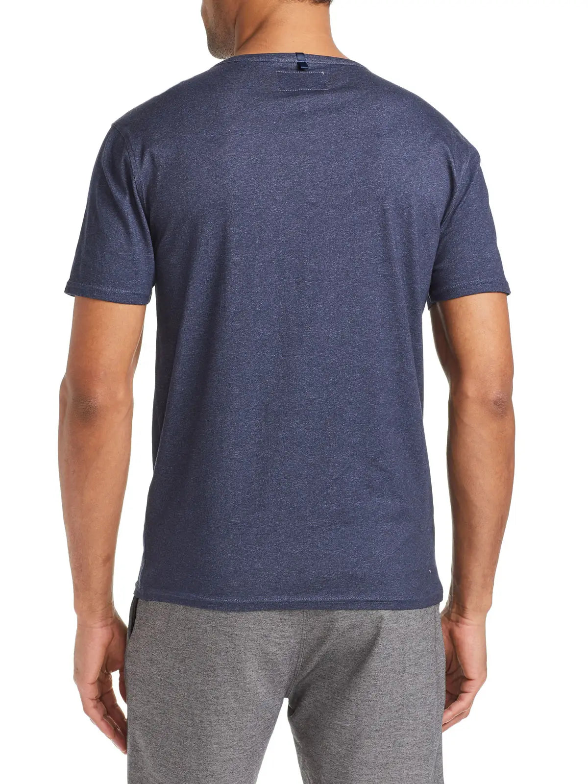 Faire,W.R.K., W.R.K Navy Heathered Short Sleeve Henley, Blue, Medium-40-Large-40-TagL