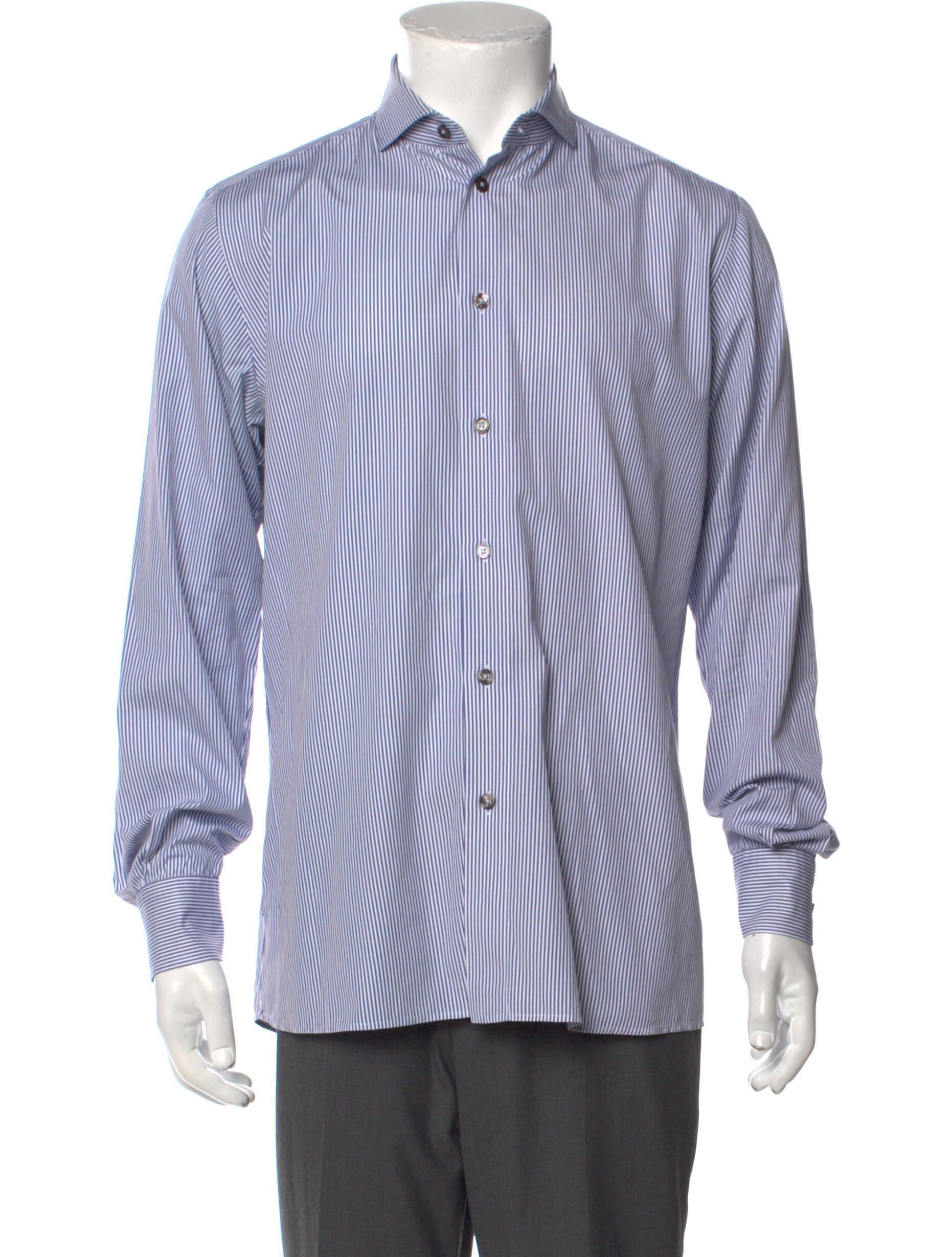 The RealReal,Michael Kors, Michael Kors Blue Striped Button Up Shirt, Blue, Extra Large-51-TagXL