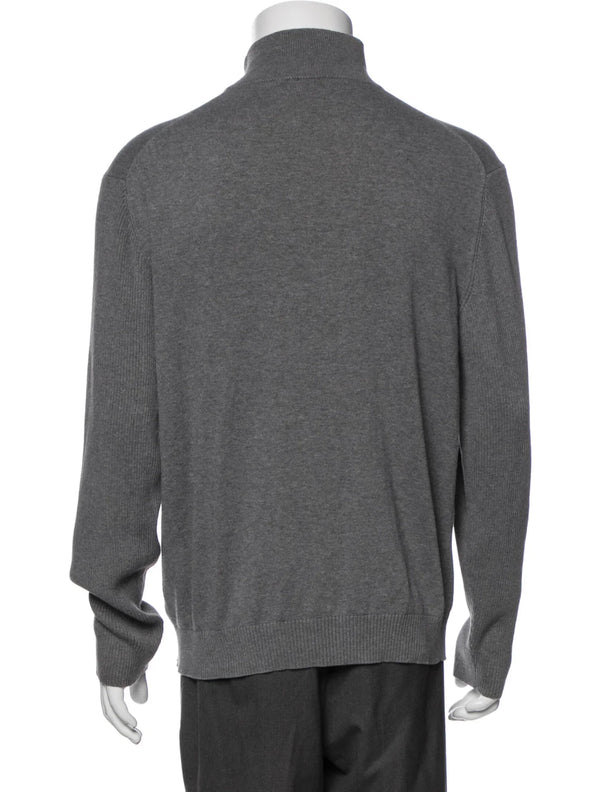 Michael Kors Grey Buttoned Mockneck Pullover Sweater