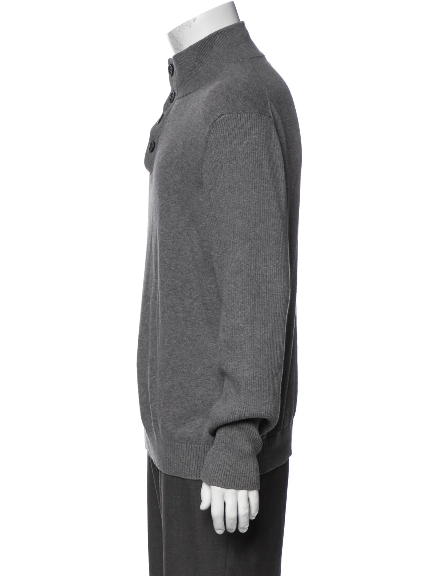 The RealReal,Michael Kors, Michael Kors Grey Buttoned Mockneck Pullover Sweater, Grey, Large-48-TagL