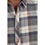 Miners Clothing Company Cream & Blue Plaid Print Flannel