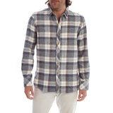 Miners Clothing Company Cream & Blue Plaid Print Flannel