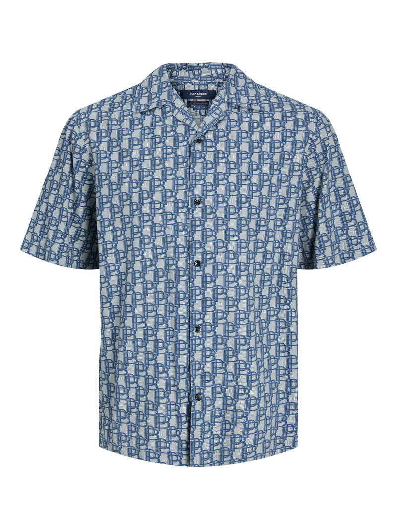 Jack & Jones Blue Print Resort Oversize Shirt Short Sleeve