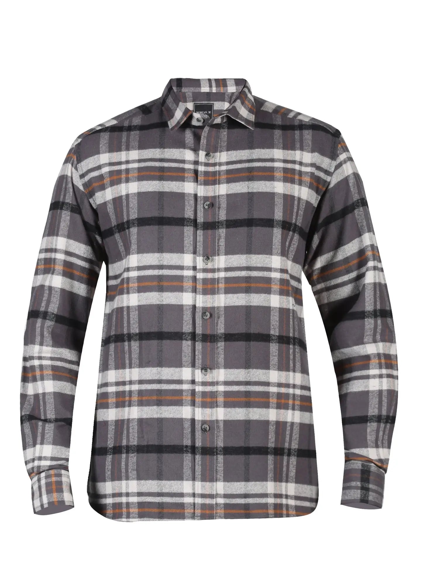 Otrium,UNTUCKit, Morgan.M Dark Grey Multi Plaid Long Sleeve Flannel Button Up, Grey, Large-45-TagXLMedium-42-TagL