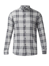 Morgan.M Light Grey Plaid Long Sleeve Button Up