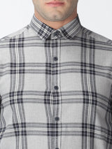 Morgan.M Light Grey Plaid Long Sleeve Button Up