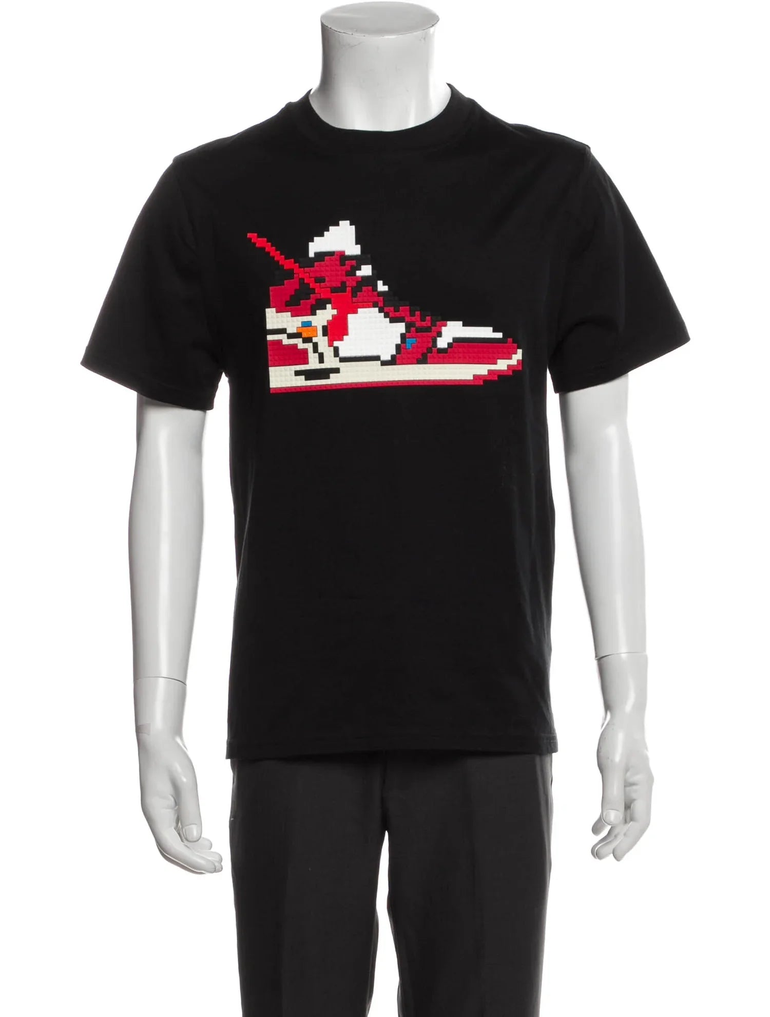 The RealReal,Mostly Heard Rarely Seen, Mostly Heard Rarely Seen Black Short Sleeve T-Shirt With Lego Sneaker Appliqué, Black, Small-40-TagS