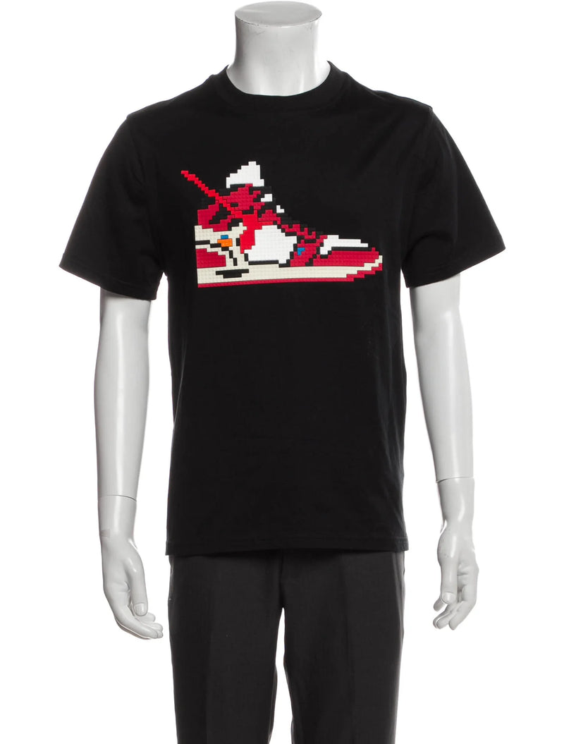 Mostly Heard Rarely Seen Black Short Sleeve T-Shirt With Lego Sneaker Appliqué
