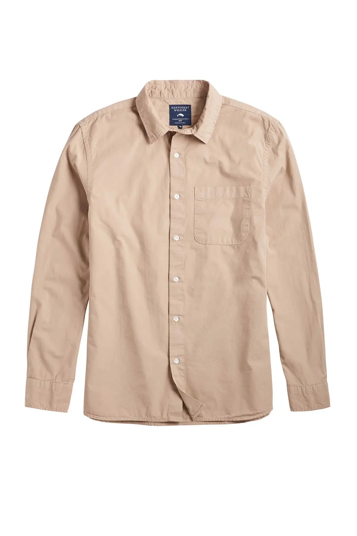 Faire,Nantucket Whaler, Nantucket Whaler Beige Poplin Long Sleeve Button Up Shirt, Cream, Large-45-TagL