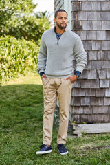 Nantucket Whaler Grey Quarter Zip Mock Neck Sweater