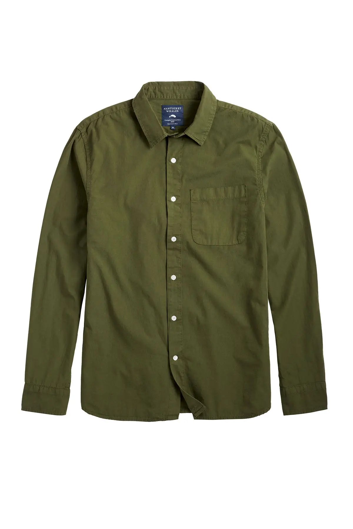 Faire,Nantucket Whaler, Nantucket Whaler Olive Green Poplin Long Sleeve Button Up Shirt, Green, Extra Large-48-TagXLLarge-46-TagLLarge-47-TagLLarge-45-TagLMedium-43-TagM