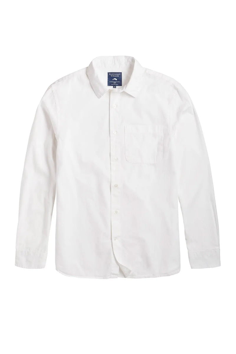 Nantucket Whaler White Poplin Long Sleeve Button Up Shirt