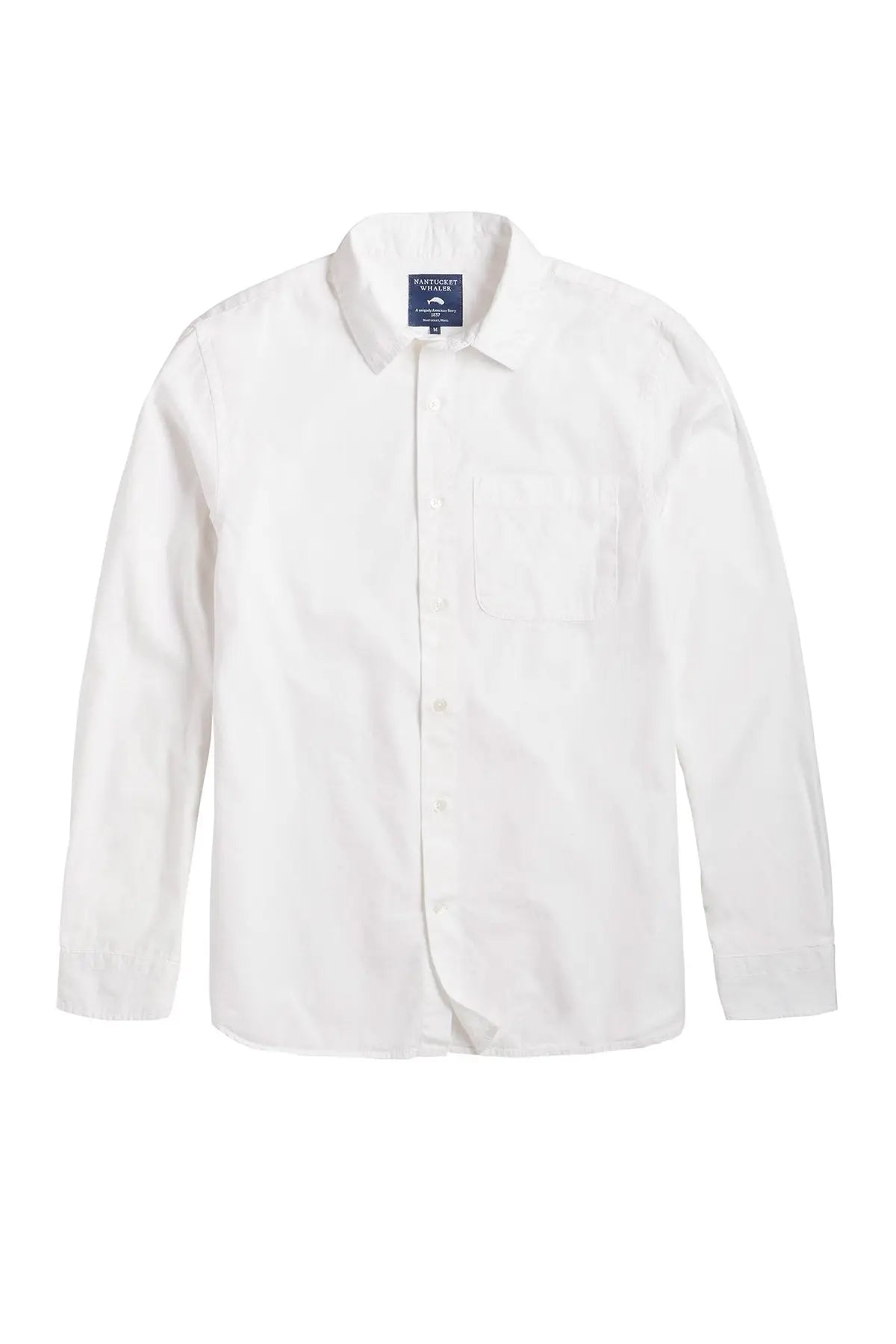 Faire,Nantucket Whaler, Nantucket Whaler White Poplin Long Sleeve Button Up Shirt, White, Medium-44-TagM