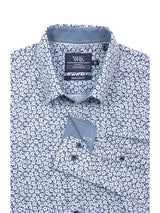 W.R.K Navy With White Floral Printed Long Sleeve Dress Shirt