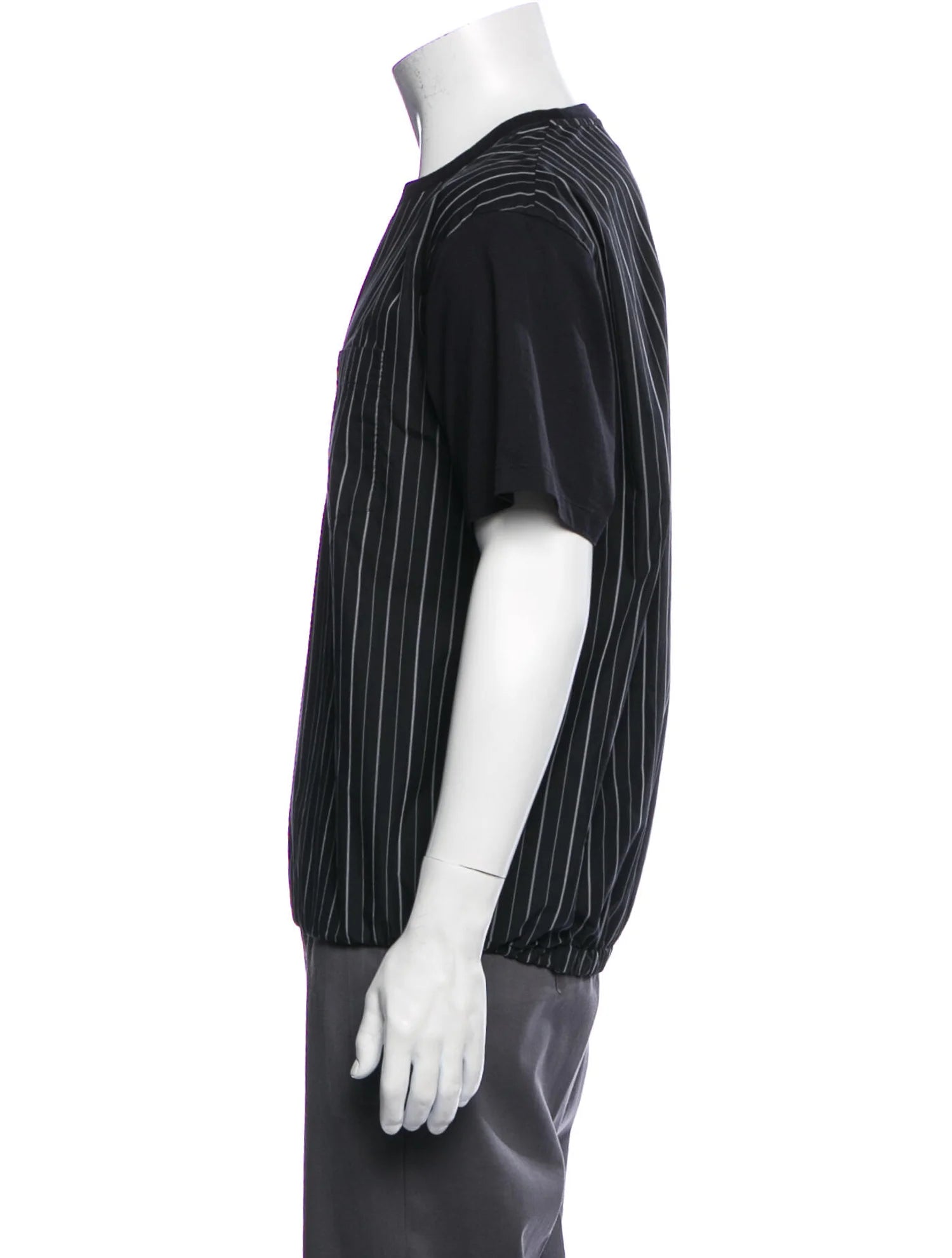 The RealReal,Neil Barrett, Neil Barrett Black Striped Short Sleeve T-Shirt With Elastic Hem, Black, Small-44-TagS